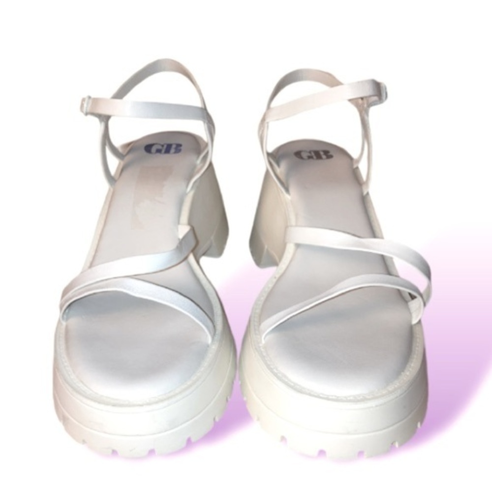 NWOT Gianni Bini White size 8 1/2 Wild-Child Leather Platform Sandals size 9.5 - Picture 3 of 13